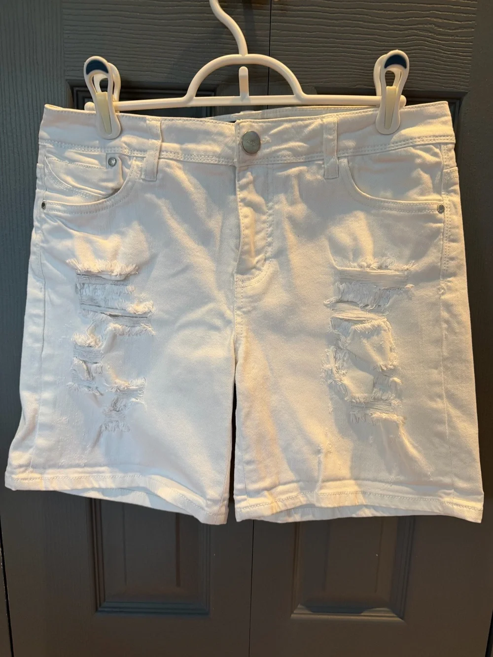 Tinsel distressed denim shorts